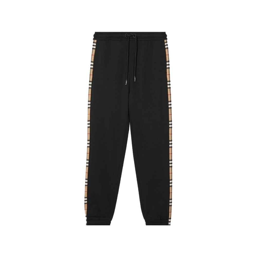 未使用 BURBERRY/博柏利 黑色格纹拼接运动裤男 8026273 ss