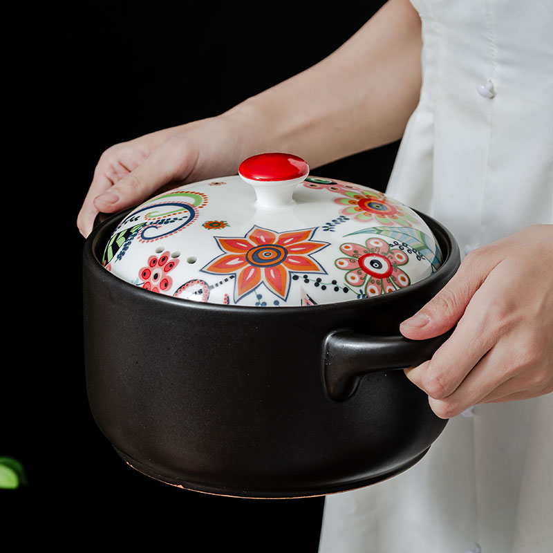 （编码：50）北欧风蝶恋花家用砂锅陶瓷带盖