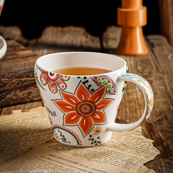 （编码：89）蝶恋花陶瓷大容量茶杯