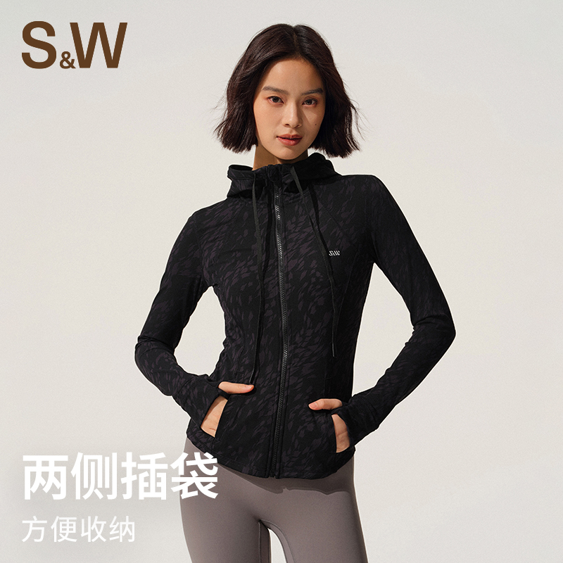 S&W速惟秋新款连帽运动外套透气跑步跳绳瑜伽弹力健身服 1423
