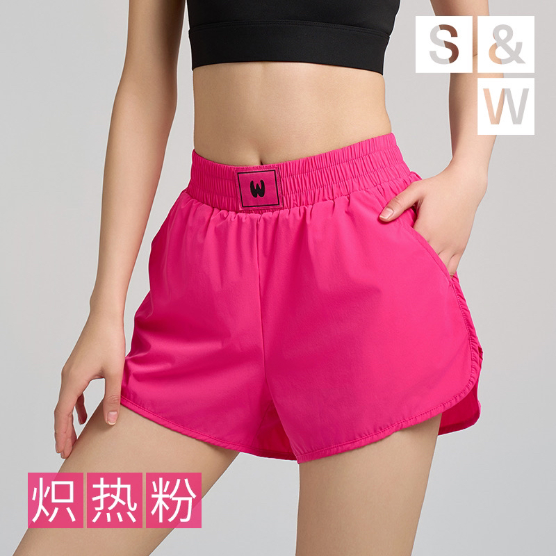 SW速惟 夏季休闲运动短裤女士速干防走光薄款宽松高腰弹力裤 6012