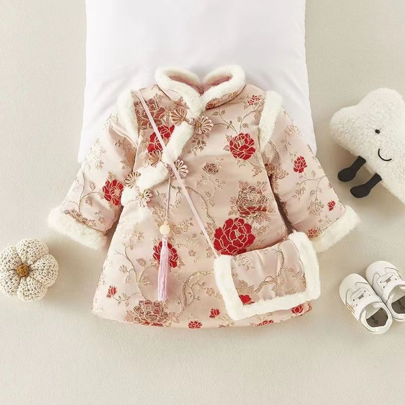 新品巴拉巴拉服女童冬款拜年服新年衣服儿童中国风龙年唐装过年宝