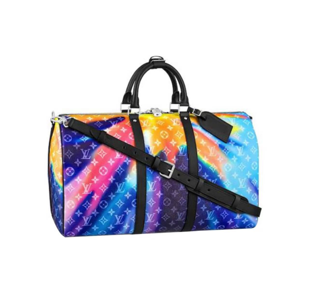 全新未使用 LouisVuitton/路易威登 keepall50 sunset彩虹旅行袋