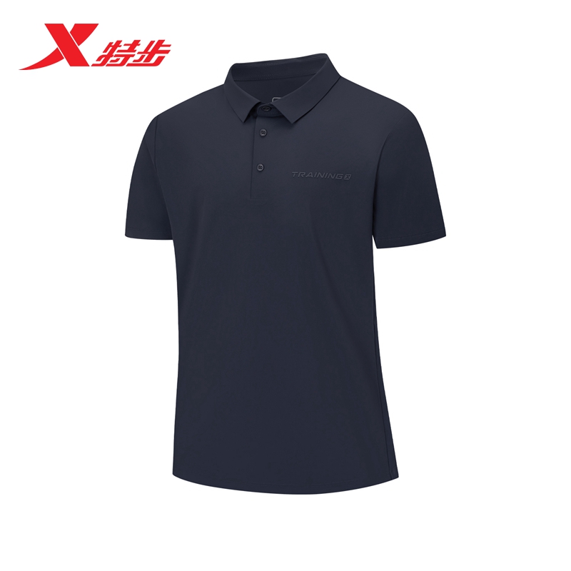 特步男装短袖POLO衫运动透气翻领户外弹力百搭休闲商务纯色针织