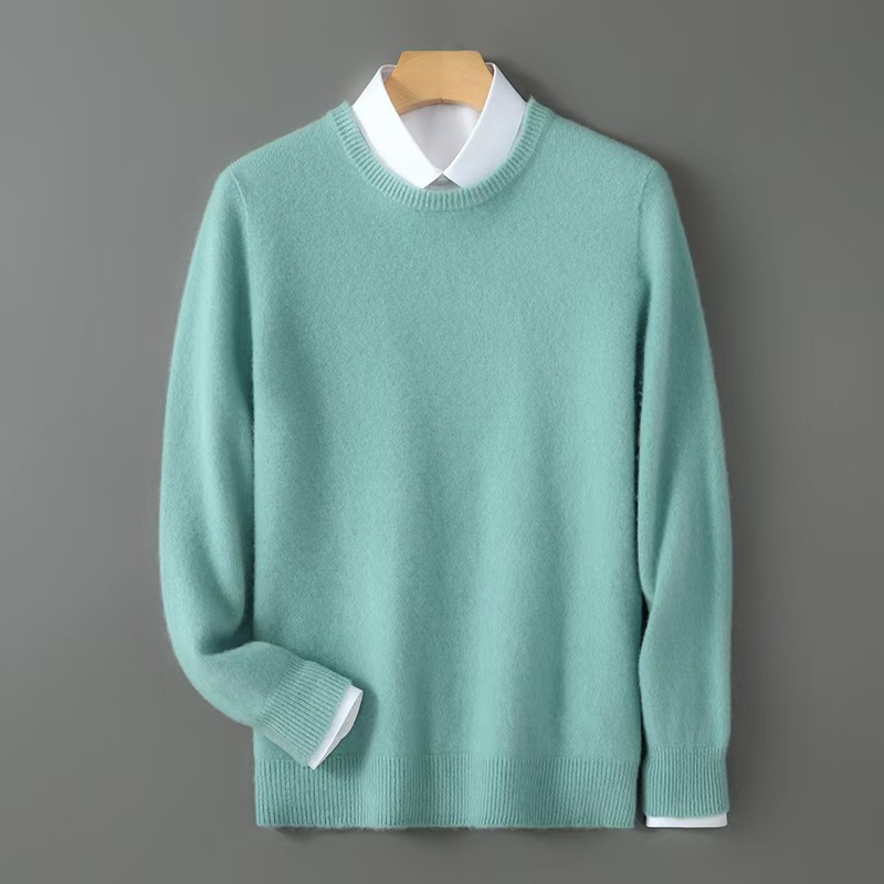 【白家男装】圆领加厚净版纯色细织宽松秋冬男士上衣03-8917