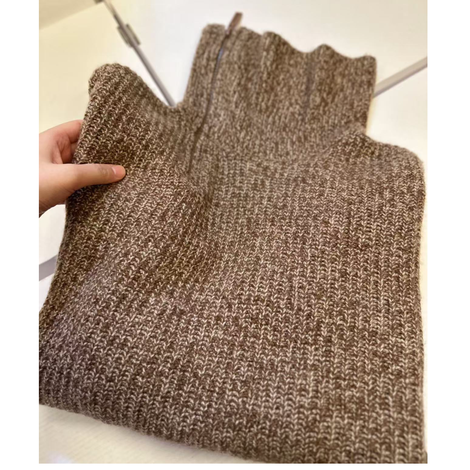 白家【领口拉链】设计师厚款套衫欧货长袖上衣新米03-5116