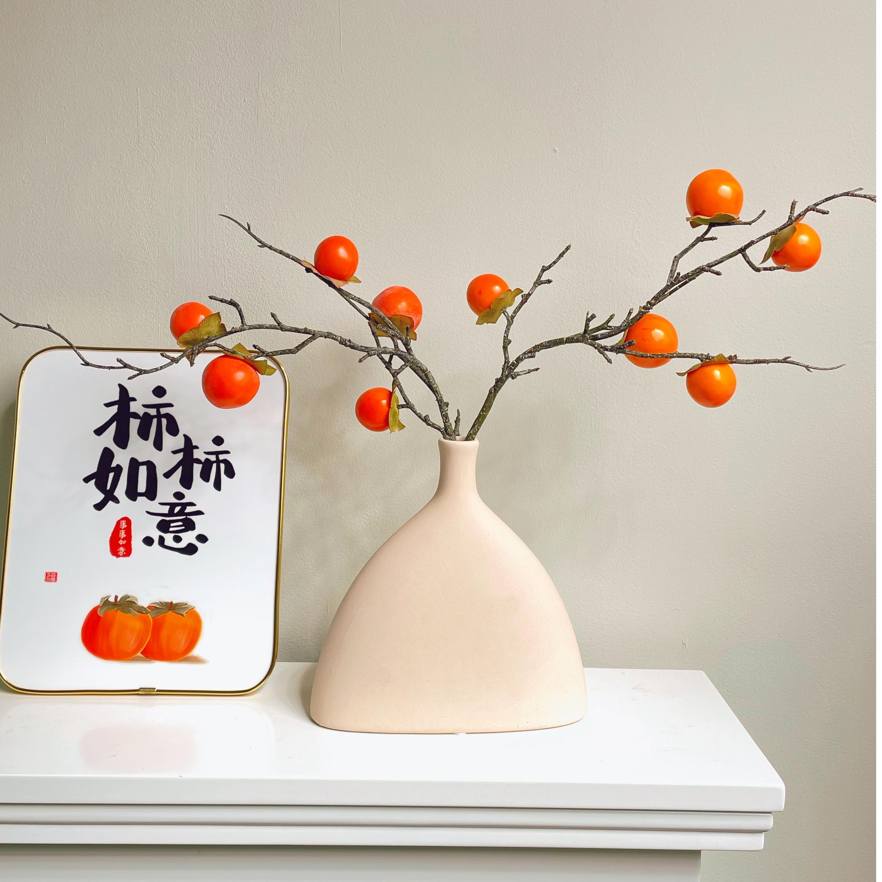 柿柿如意仿真柿子装饰摆件摆件家居客厅装饰品摆件电视柜高端玄关
