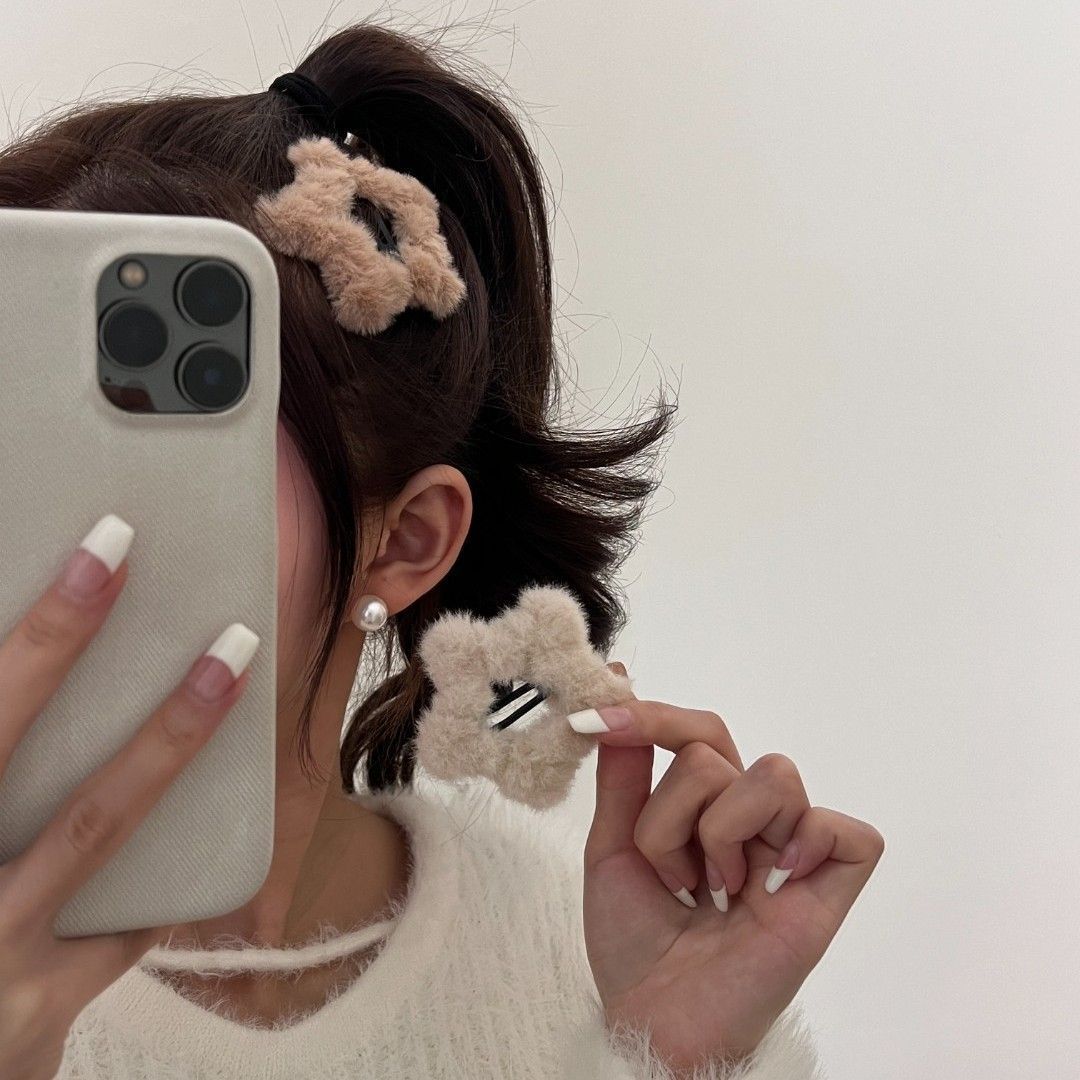 美拉德奶浮浮~五角星毛绒发夹女网红侧边夹碎发星星bb夹秋冬发饰