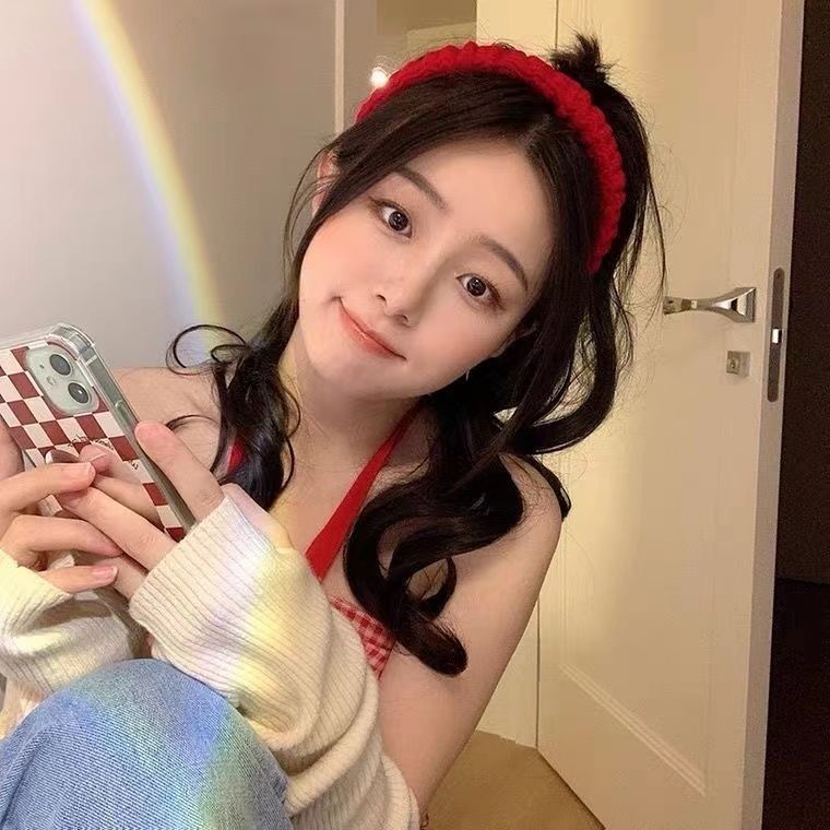韩国东大门毛线针织发箍女大肠褶皱洗脸压发头箍2021秋冬新款发饰
