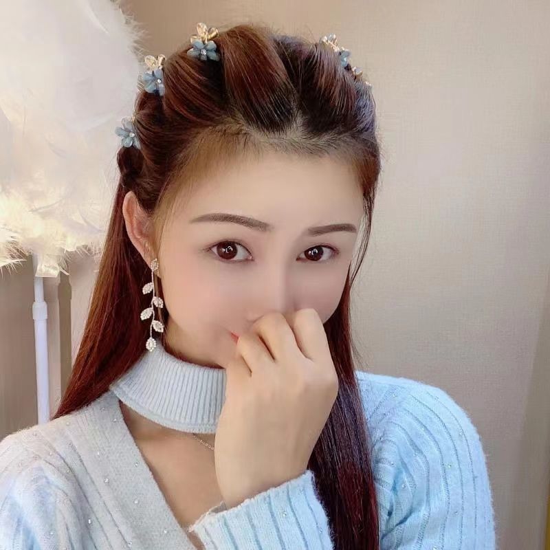 清新水晶小花朵发夹侧边夹发饰花瓣小抓夹刘海顶夹新款网红碎发夹
