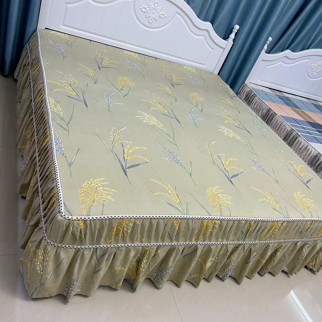 高端精品床罩单件（金色麦浪）暖绒棉轻奢床笠亲肤手工