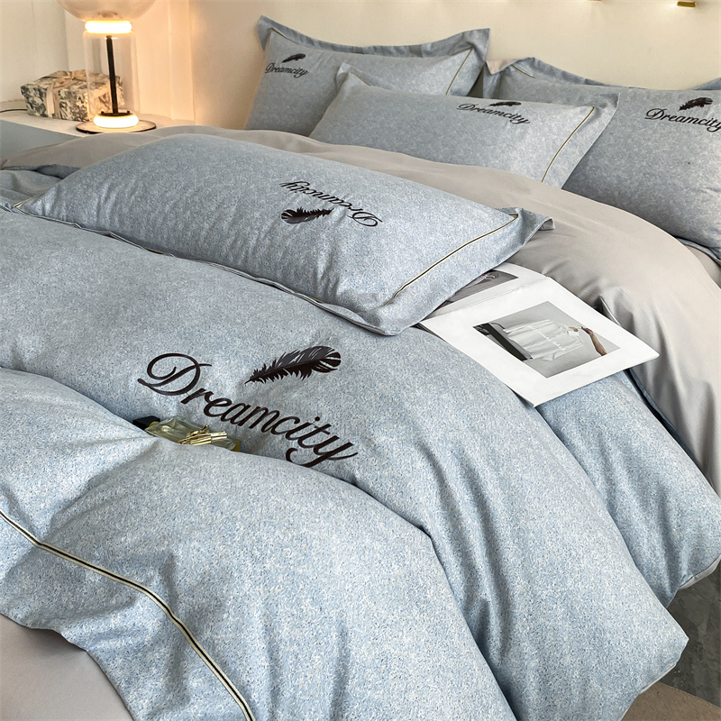 富安娜简约风磨毛床上四件套秋冬季加厚床单被套全棉纯棉新款被罩