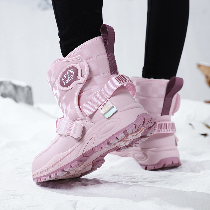 东北儿童雪地靴女童保暖短靴子防水防滑棉鞋冰爪男童冬季儿童鞋子