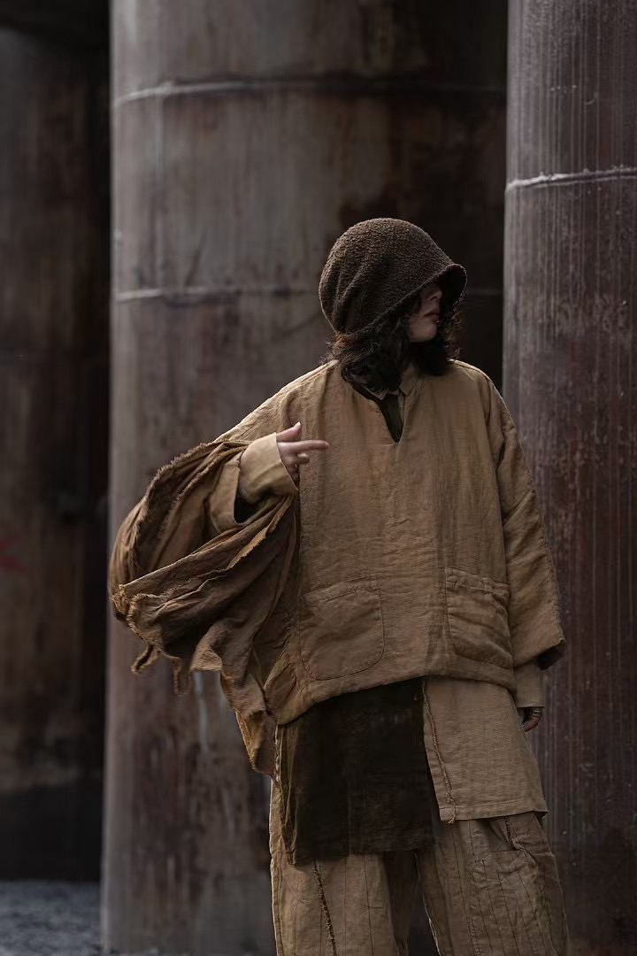 麻依者M-001亚麻百搭短棉服