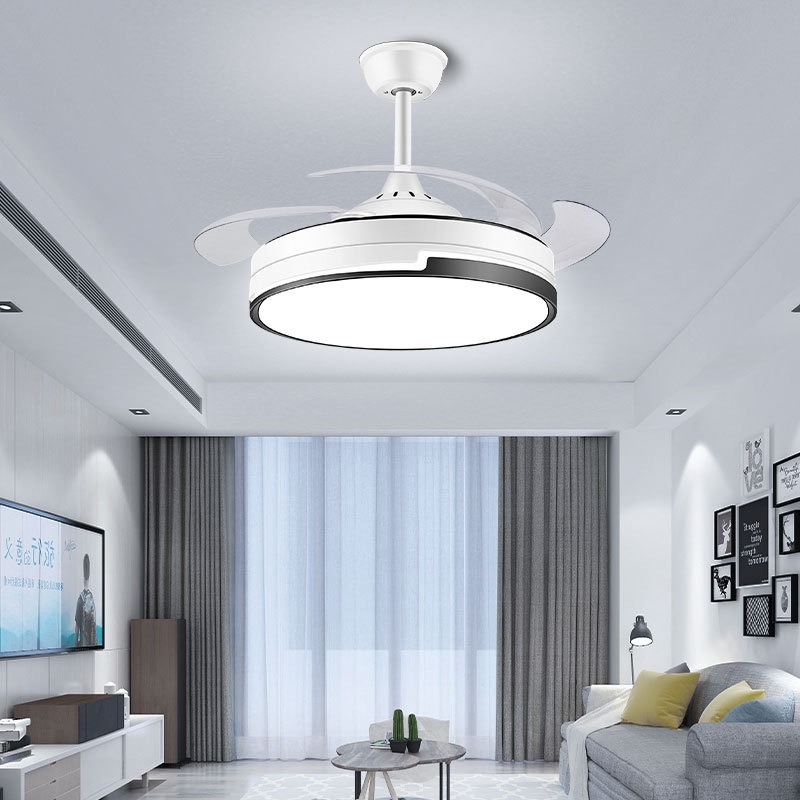 led隐形风扇灯简约客厅餐厅卧室家用节能灯遥控控制大风力