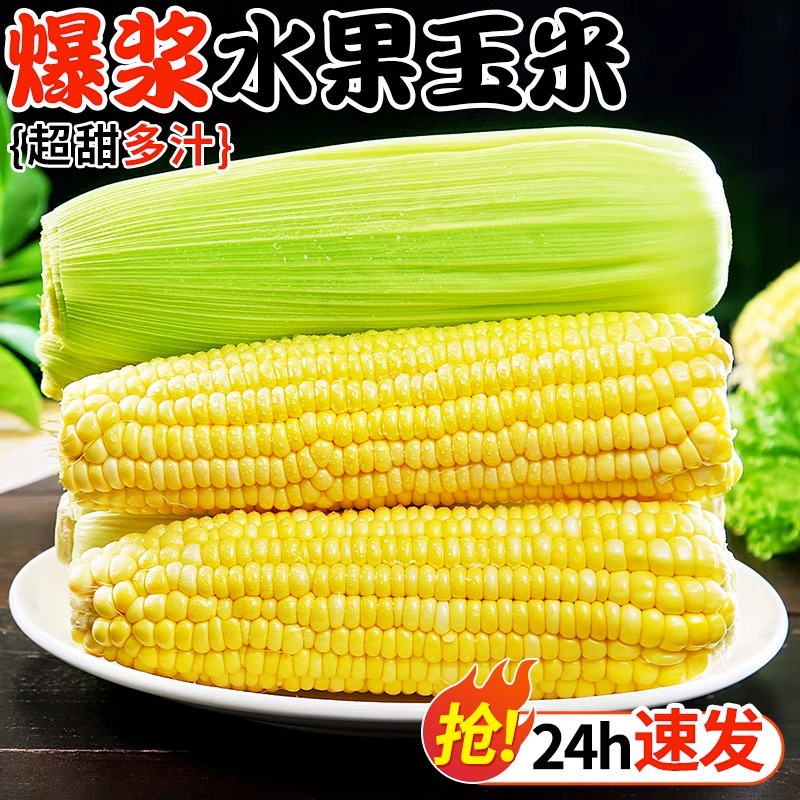 水果鲜玉米3-9斤新鲜现摘穗爽脆爆汁口感脆甜玉米棒生熟两吃包邮