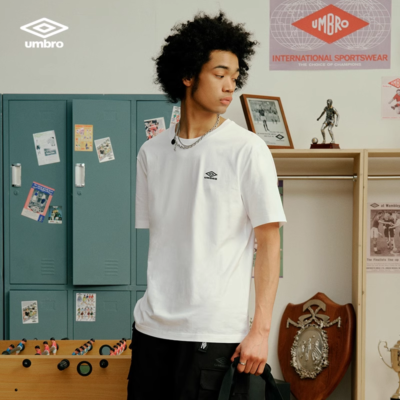 Umbro/茵宝纯色短袖T恤24年夏季新款圆领纯棉男女同款U2324250259