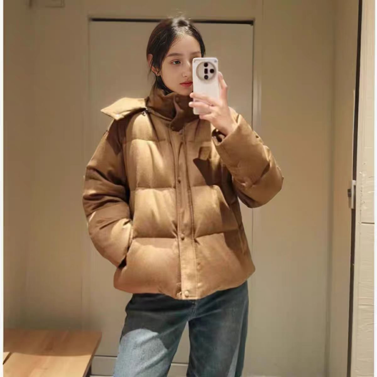 S·Y·C【鄂家美拉德白鹅】Gui上！加厚可拆卸连帽白鹅绒外套女