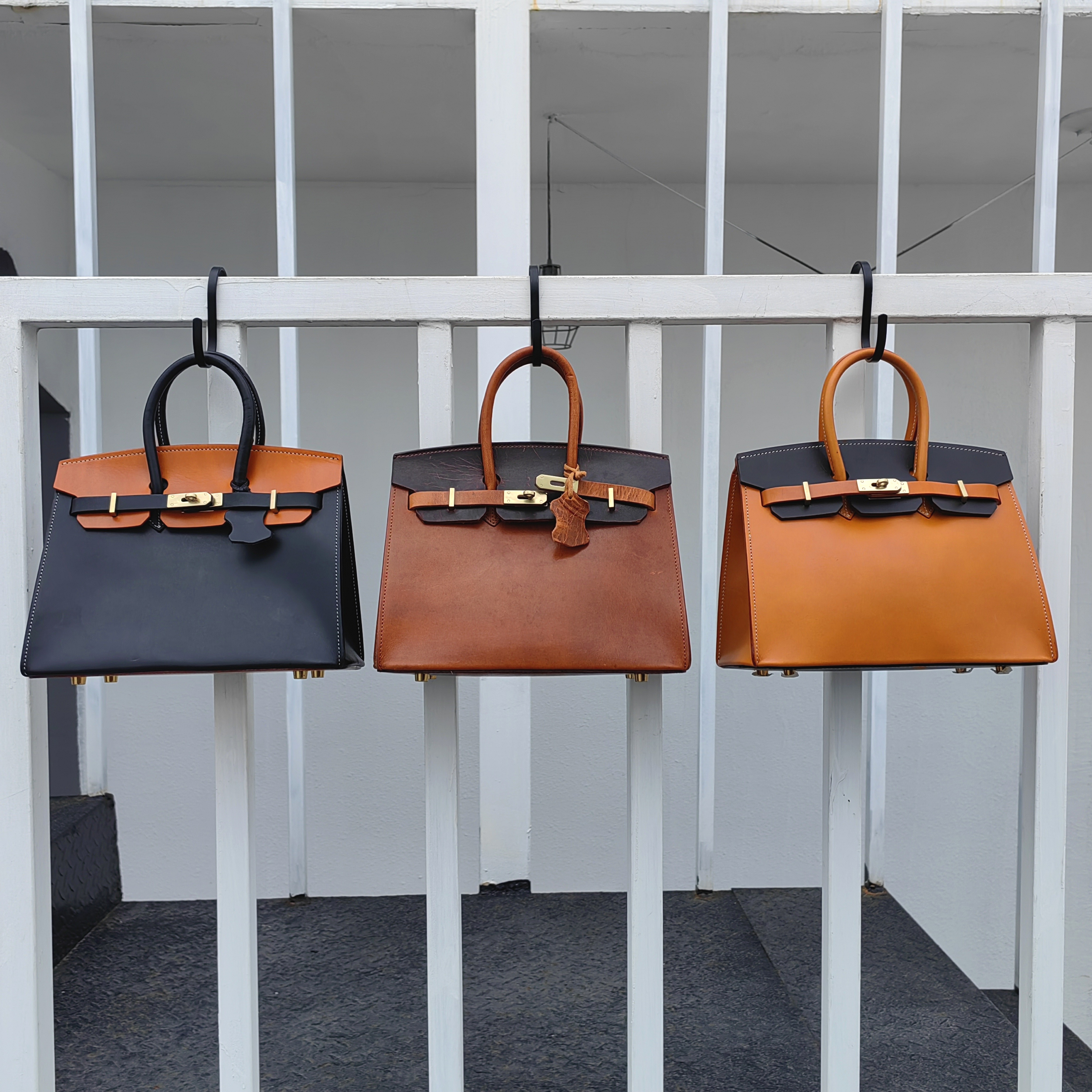 手工皮包真皮单肩轻奢欧美撞色时尚铂金包百搭潮流女士高级手拎包