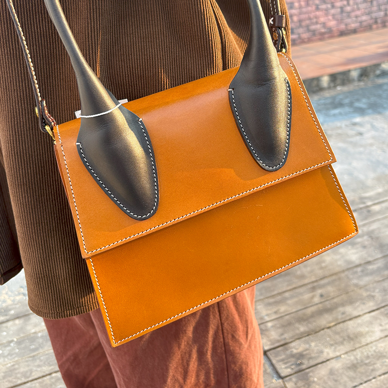 手工复古单手腕女包手提包植鞣牛皮女士单肩包斜挎包休闲轻奢通勤