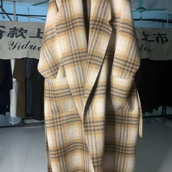 格子大西装领腰带阔版