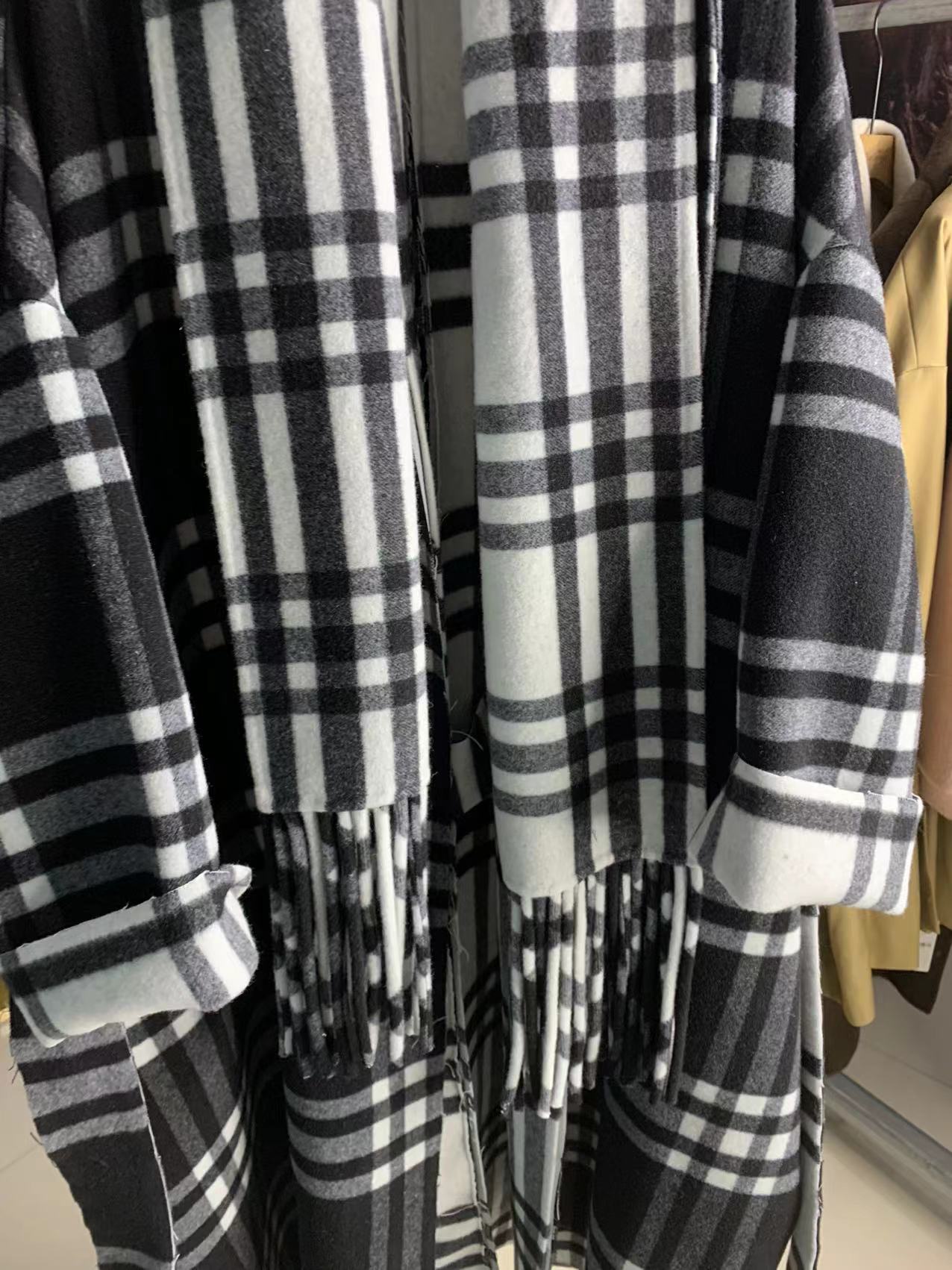 双面羊毛格子配围巾127长8951-127长