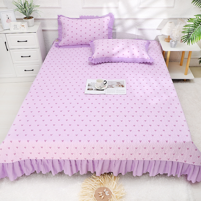 水洗棉床盖大花边床裙防滑可机洗四季适用