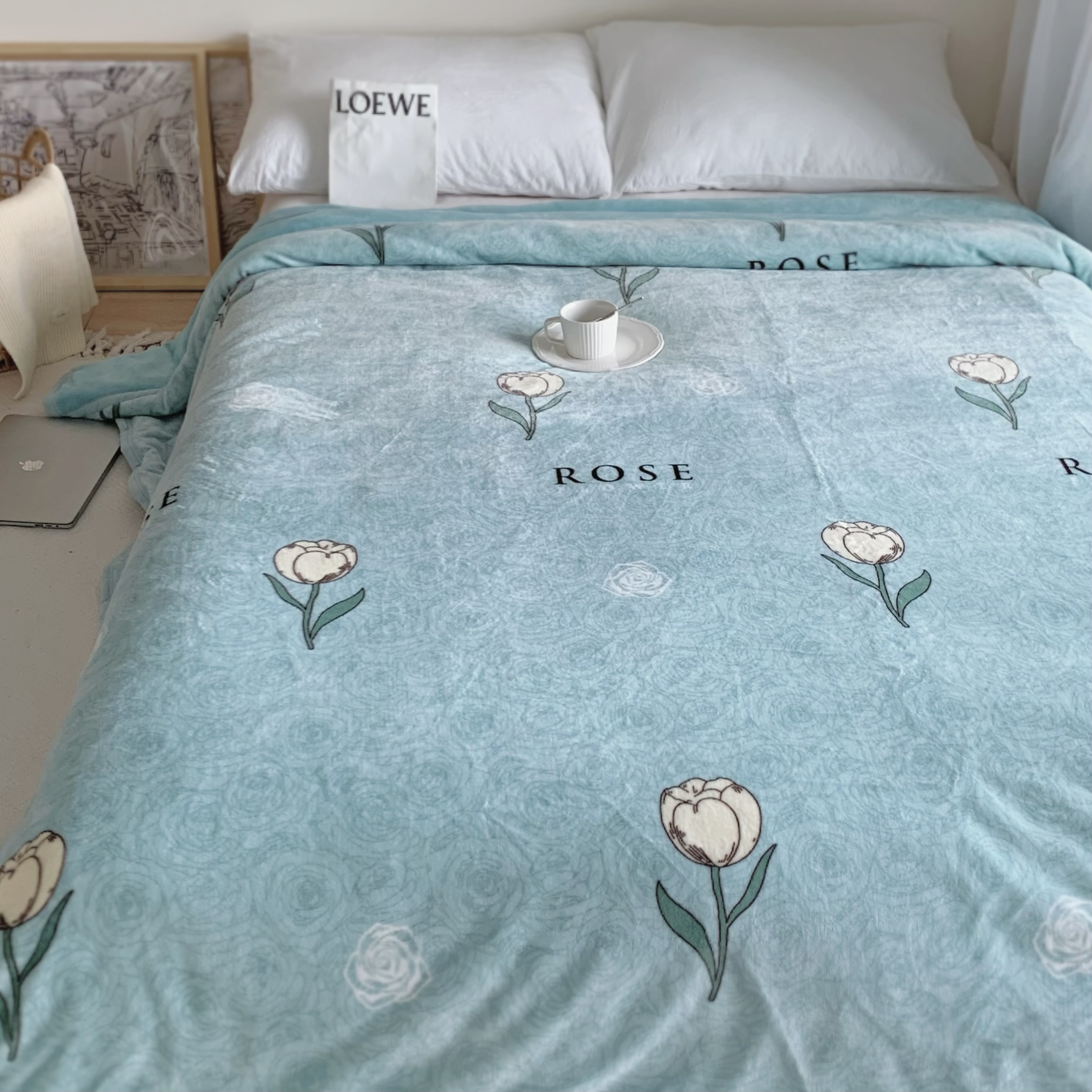 馨之缘 郁金香款 三层夹棉冬被 牛奶绒印花 加绒加厚（机洗款）