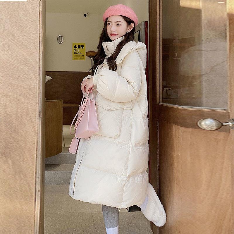 羽绒服女冬季中长款过膝连帽2023年新款韩版宽松收腰加厚显瘦外套