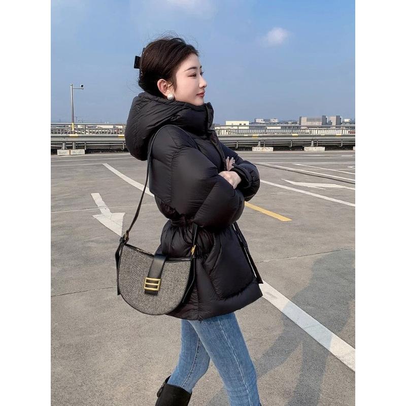 【小扬哥推荐】ins网红白鸭绒羽绒服女2023新款加厚连帽收腰短款小
