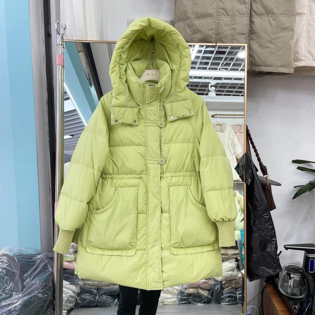 【小扬哥推荐】2023韩版冬季新款收腰中长款女士羽绒服显瘦连帽加
