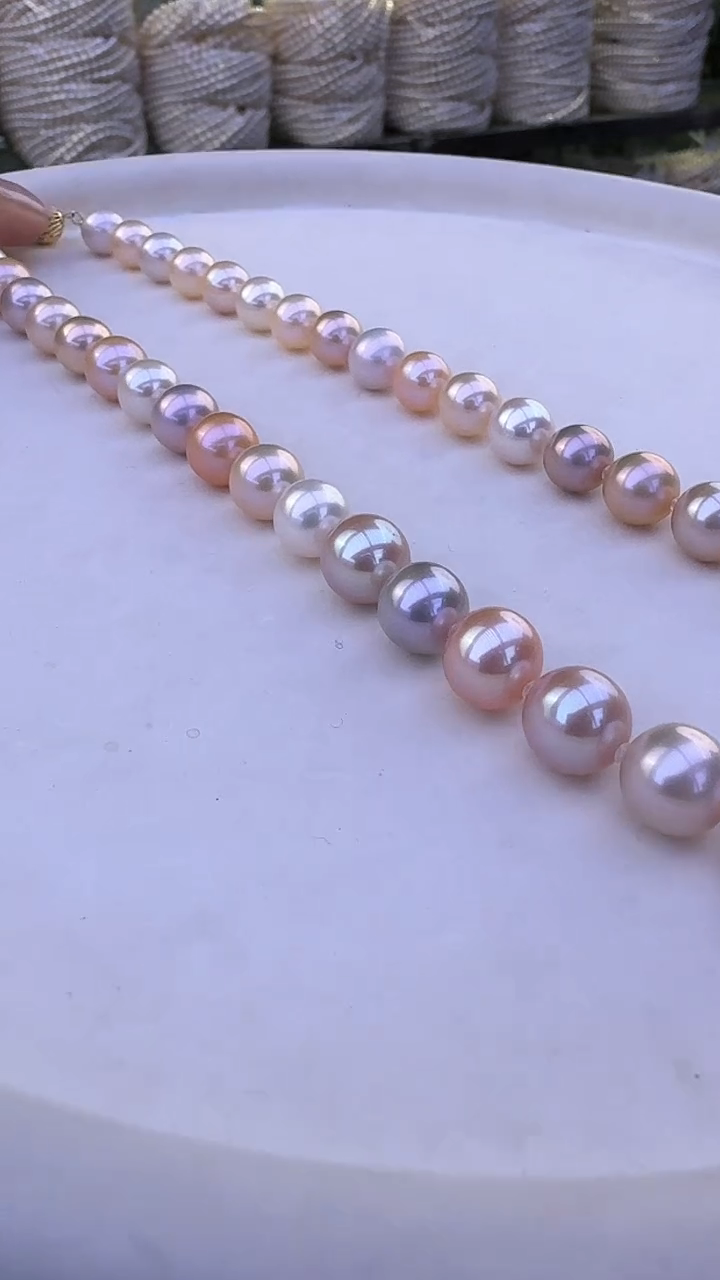 【闪购商品】淡水珍珠项圈未镶嵌淡水无核美拉德色系9-11mm正圆无暇