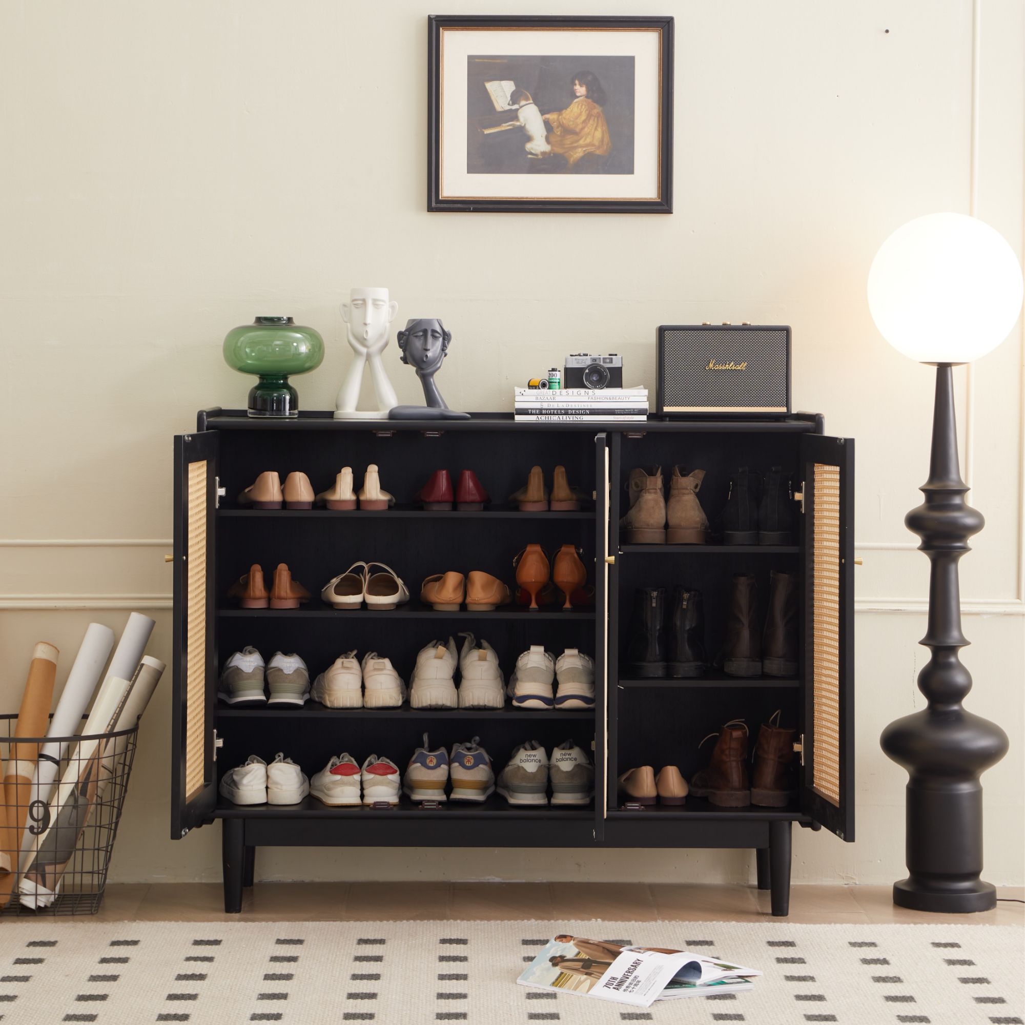 【藤编鞋柜】轻奢客厅家用简约大容量玄关北欧日式