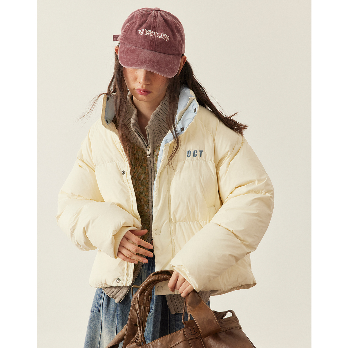 章鱼家【显瘦短款】纯色保暖加厚冬季小个子立领百搭羽绒服octopus