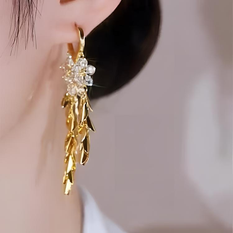 铜合金耳饰 新款潮气质麦穗女轻奢时尚花朵长款流苏百搭耳环G27