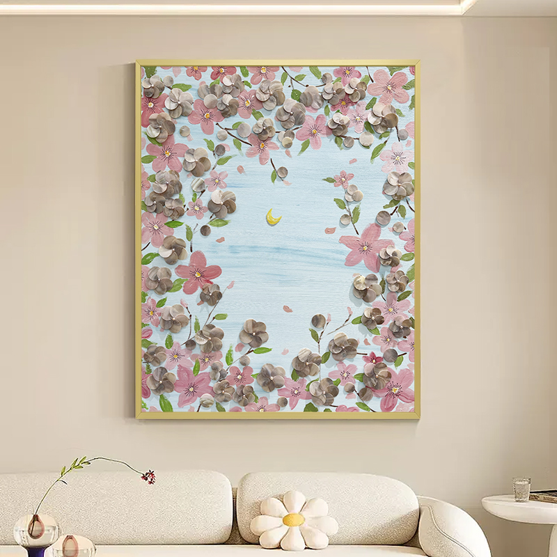 五折清仓贝壳立体装饰画高级感创意浪漫樱花艺术壁画客厅餐厅挂画