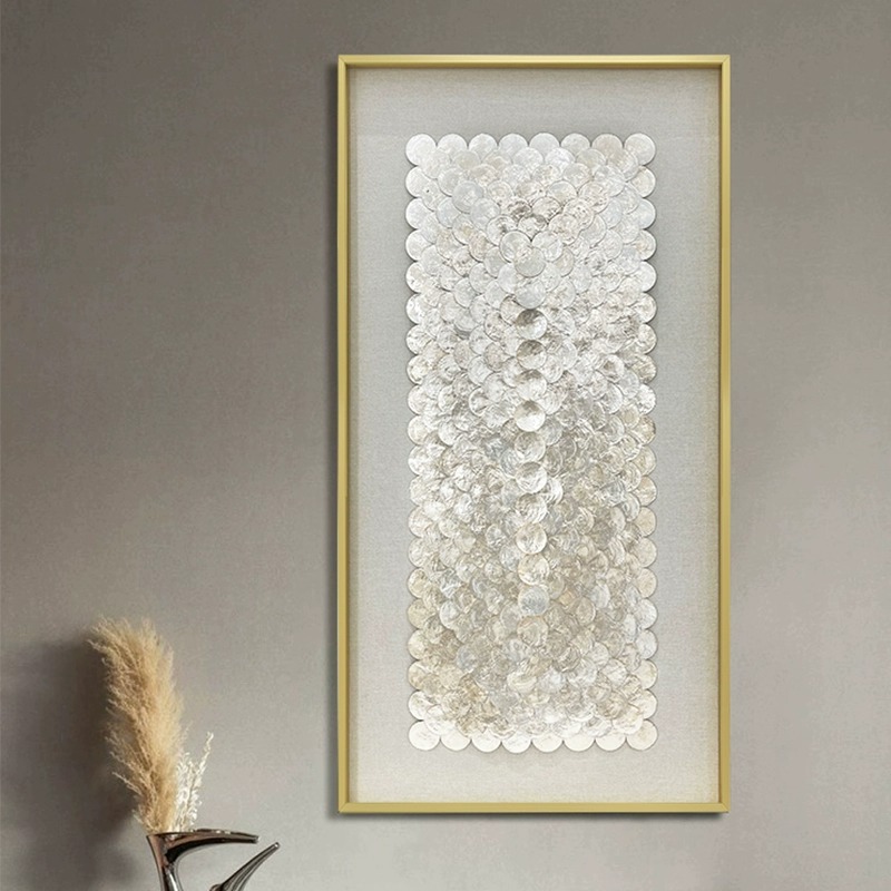 美式贝母装饰画玄关贝壳立体挂画客厅走廊轻奢金玉锦绣高级感
