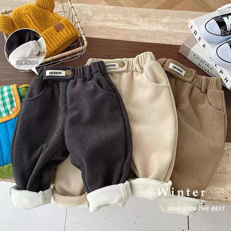 【小扬哥推荐】冬季韩版婴幼儿童灯芯绒加绒加厚长裤男女宝宝休闲