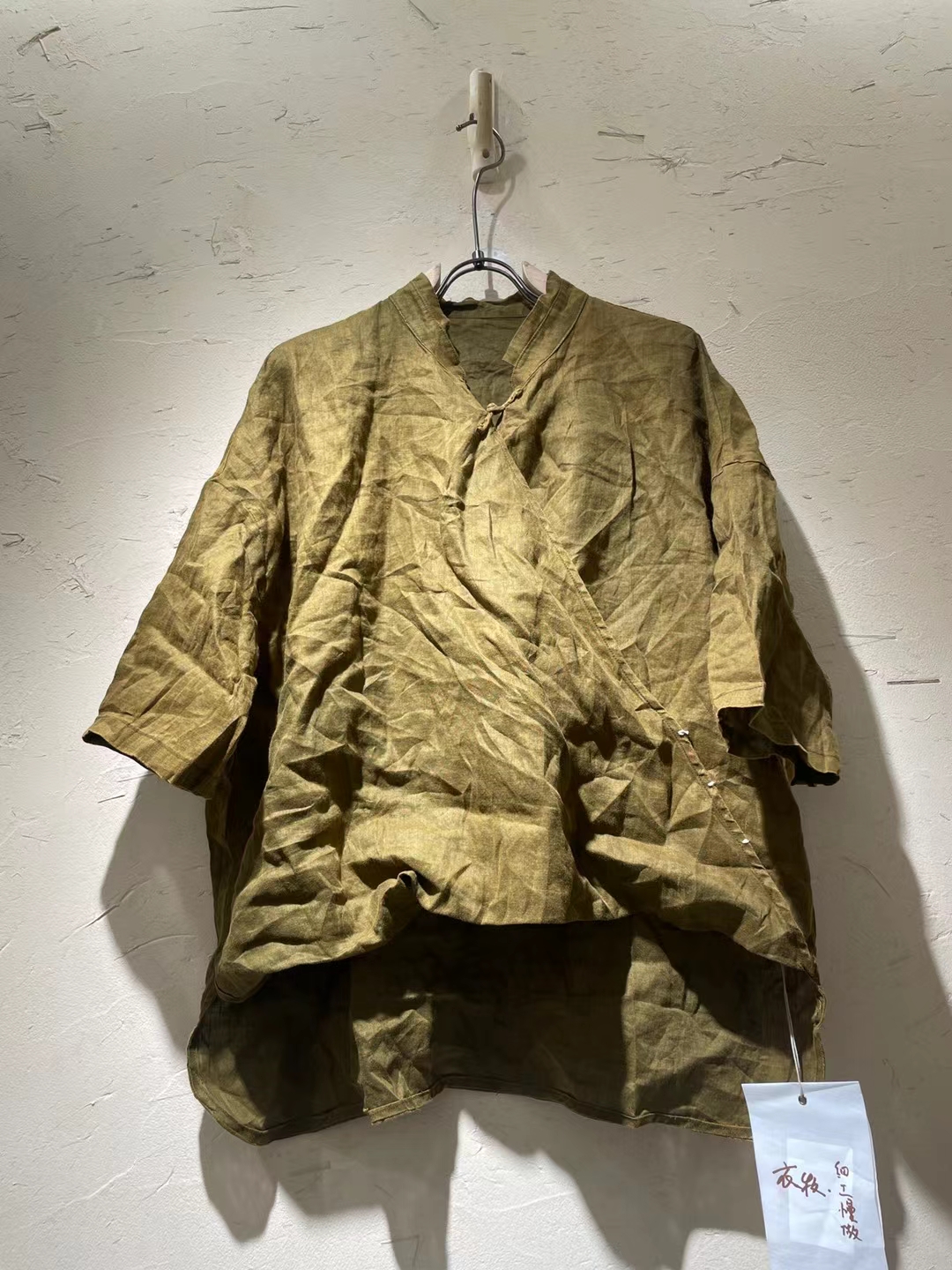 忆古亚麻复古盘扣福利款半袖