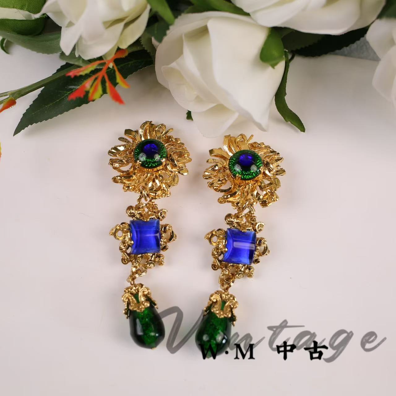 铜合金耳饰 W·M中古-Gavilane（法）扫肩耳夹