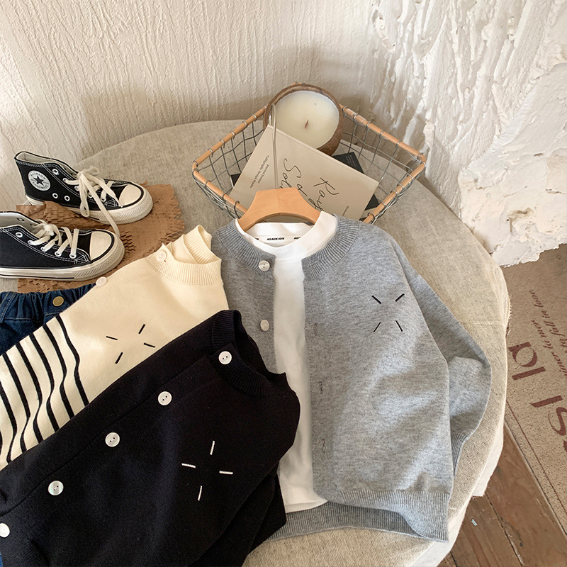 儿童2025新款针织衫宝宝春装外出服毛衣男童开衫休闲洋气潮牌服装
