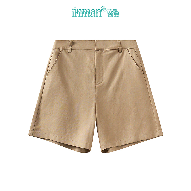 【商场同款】茵曼休闲亚麻五分裤2024夏季女装新款宽松显瘦阔腿裤