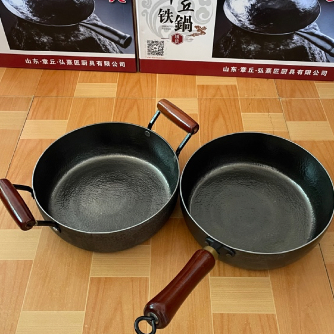 加深平底锅纯手工热锻9.5厘米深