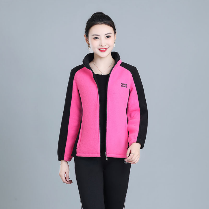 范儿丹斯保暖春秋加厚摇粒绒外套秋冬新款女士立领透气上衣S2503