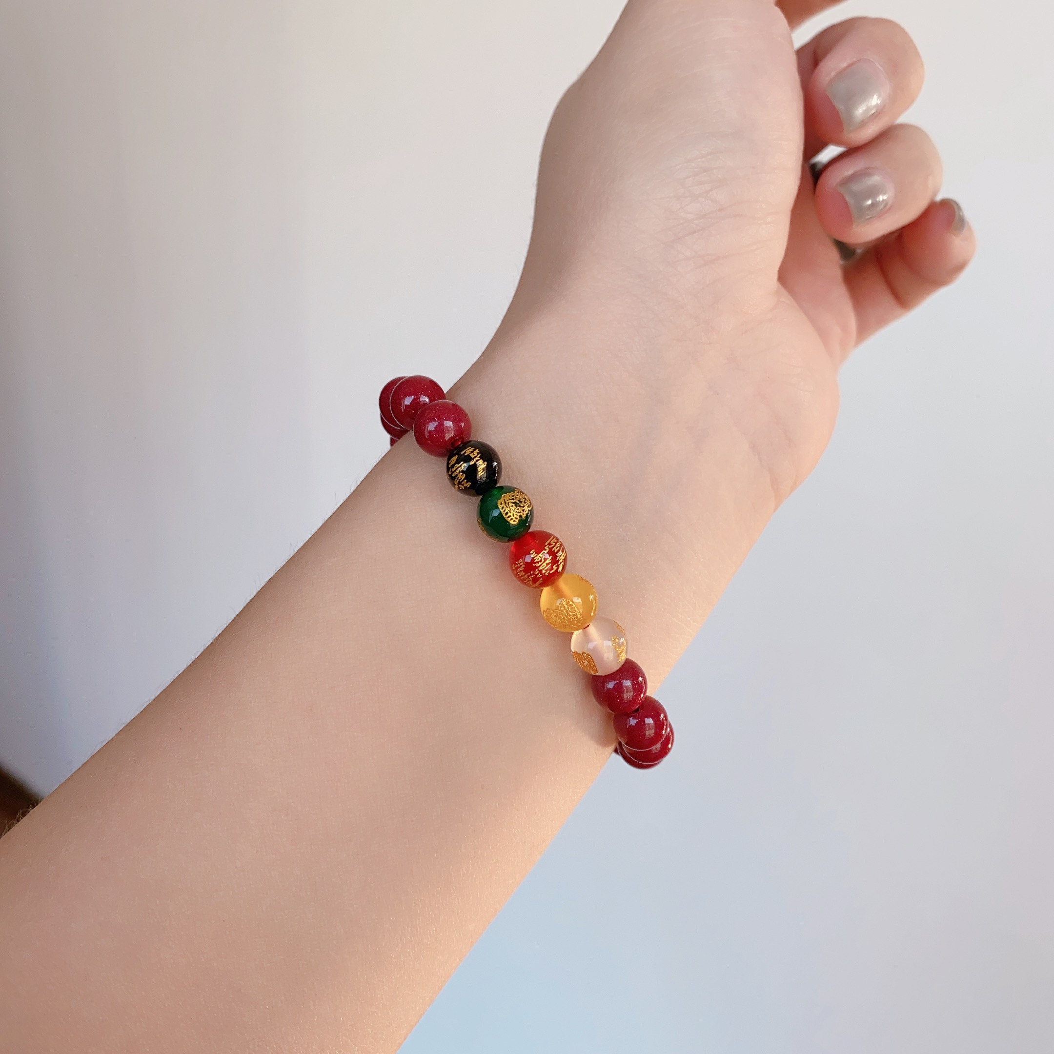 含辰砂工艺品高含量紫金砂8毫米五路财神手串