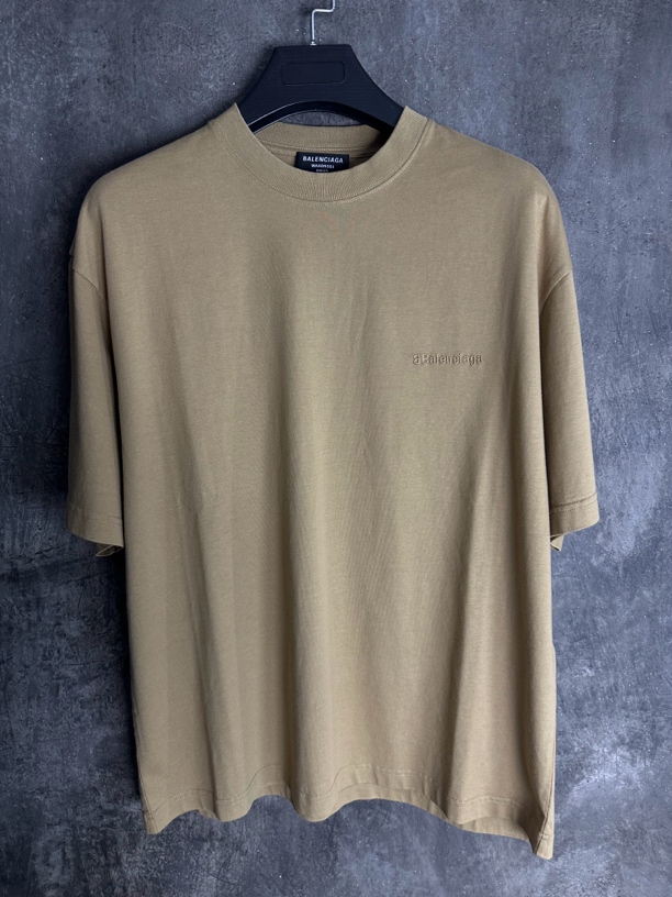 全新未使用/Balenciaga卡其色刺绣小logoBB宽松短袖fl