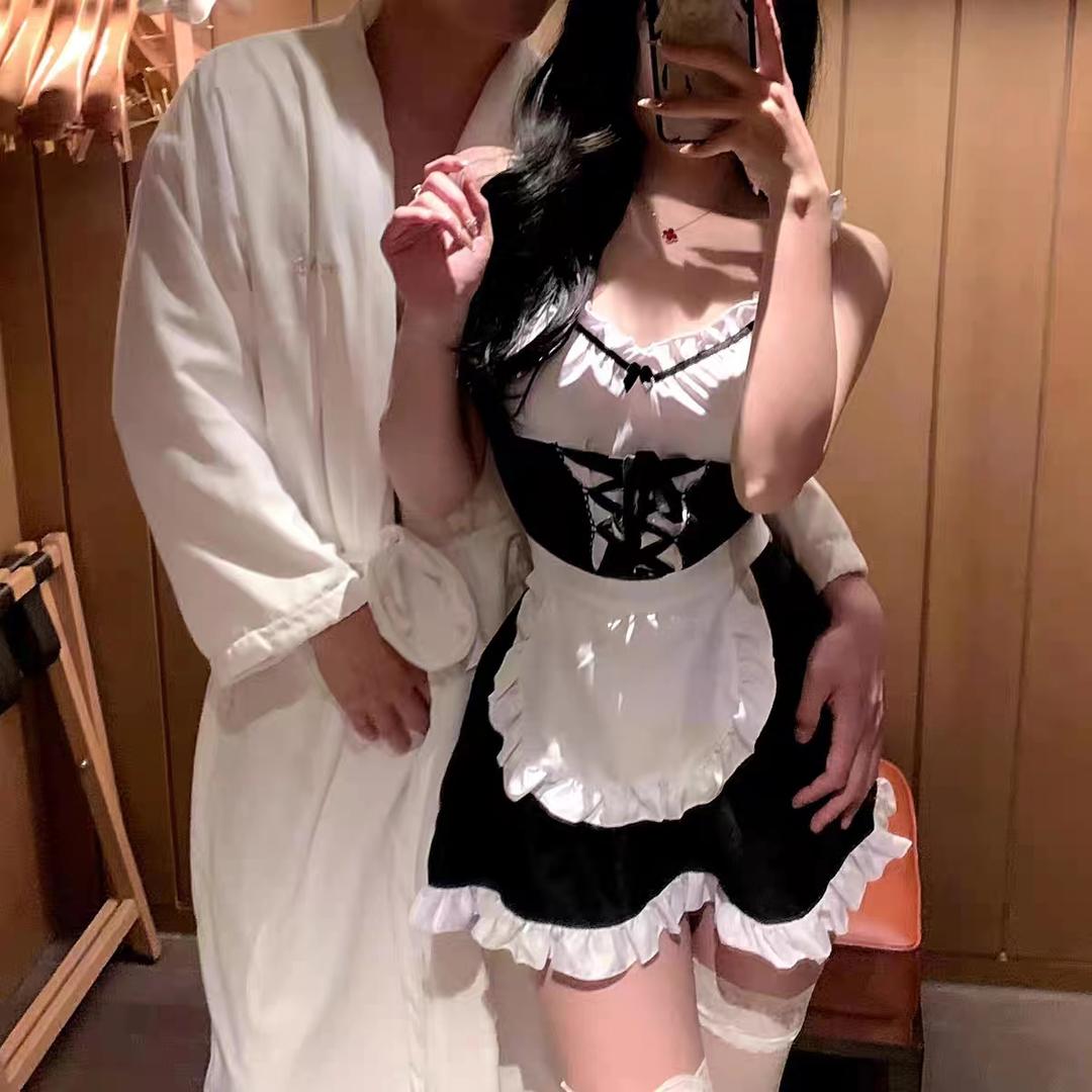双11大促女款丝开叉裙性感女仆套装蕾丝成人睡衣女套成私房甜美