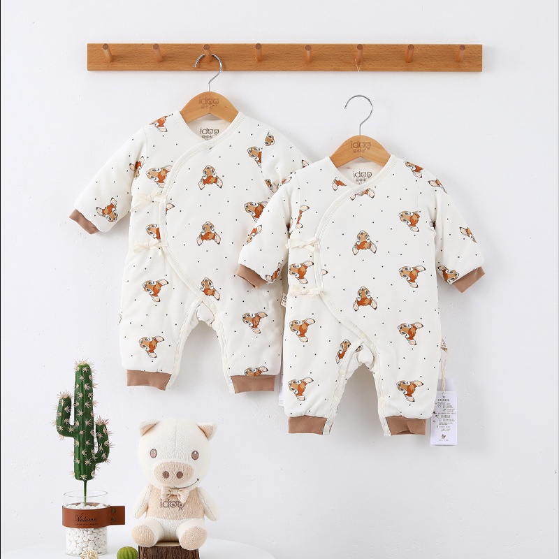 爱嘟嘟0029小麋鹿绑带哈衣(1400#)棉服连体哈衣A类宝宝新生儿