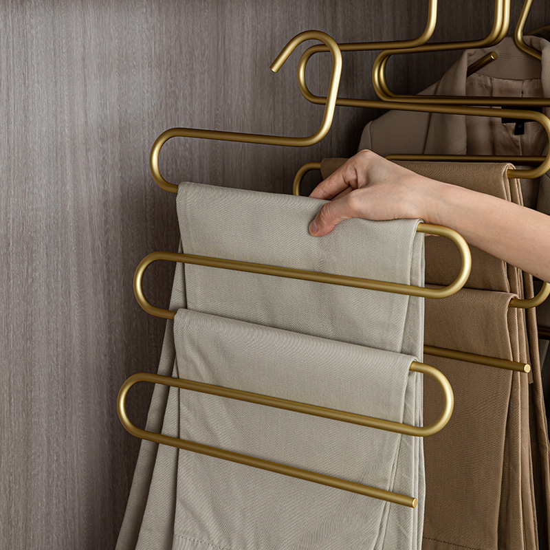铝合金多功能裤架多层裤挂衣柜收纳神器金属实心分层挂裤架