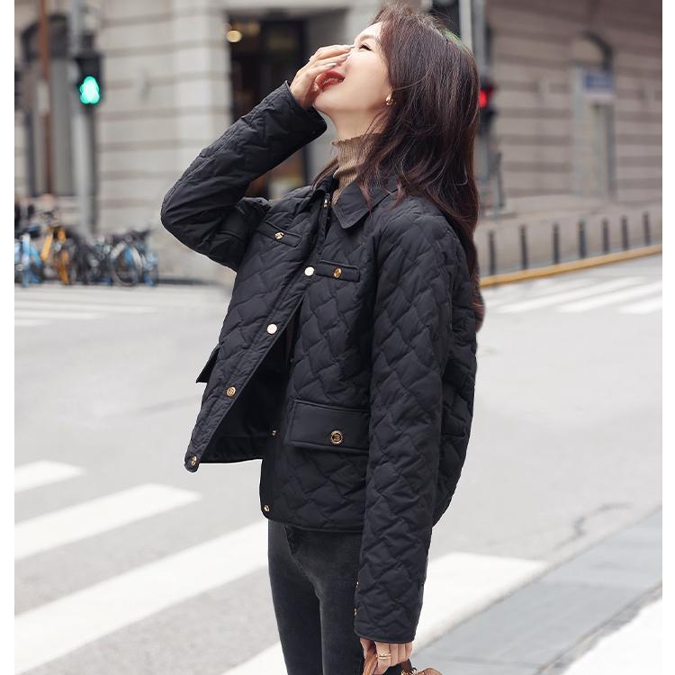 短款轻薄羽绒棉服女2023新款冬季女装洋气时尚袄子菱形小个子棉衣